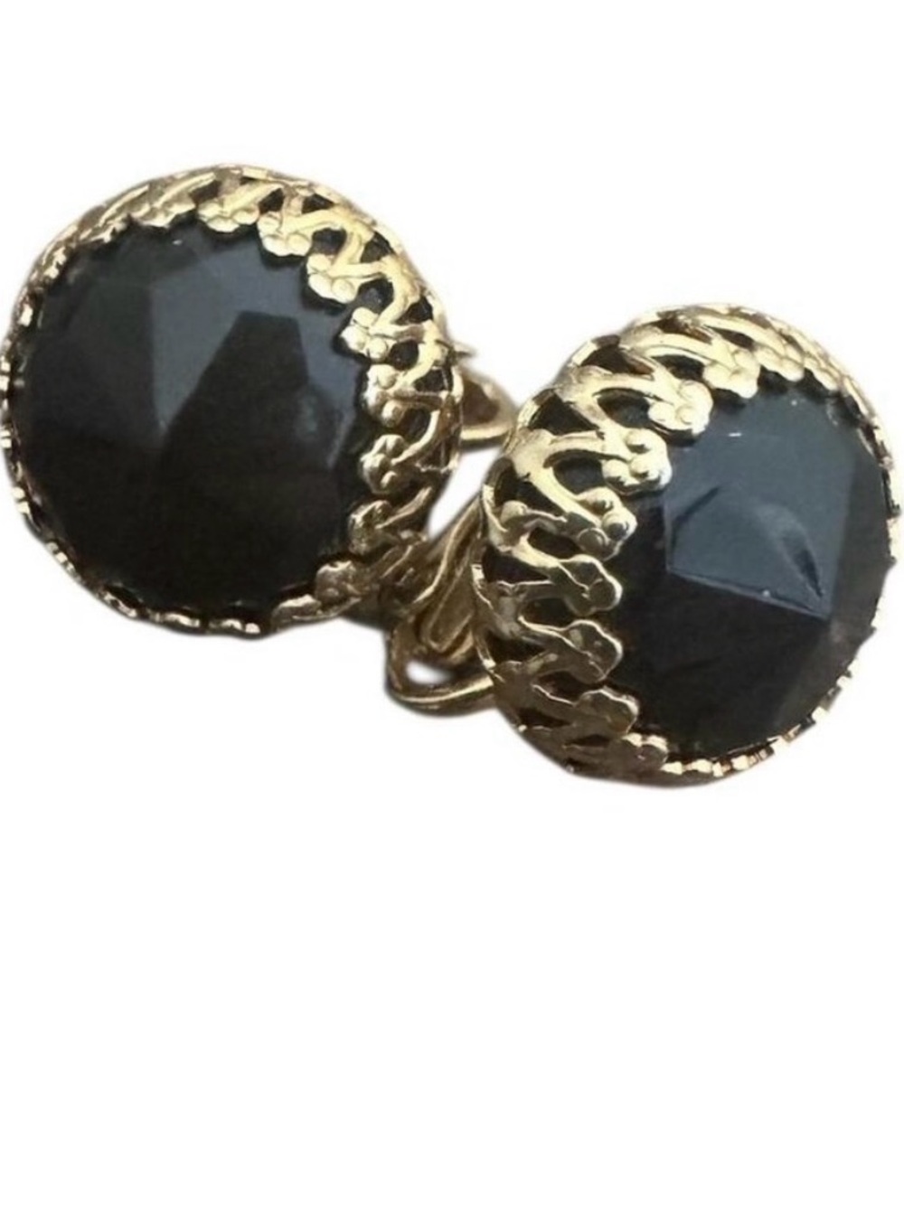 🖤 Vintage Black & Gold Round Minimalist  Clip On Earrings